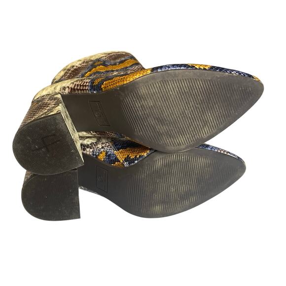 The Limited Erica Mid-Calf Brown Blue Snakeskin Block Heel Boots Size 9.5 - Picture 5 of 10